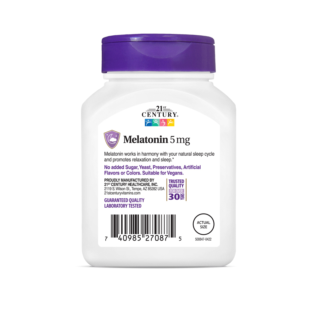 Melatonina 5 mg 21st Century (120 tabletas) - Miniatura 2