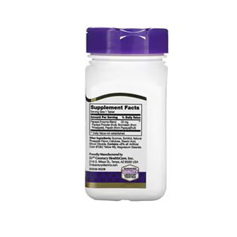 Enzima de papaya 21st Century (100 tabletas masticables) - Miniatura 2