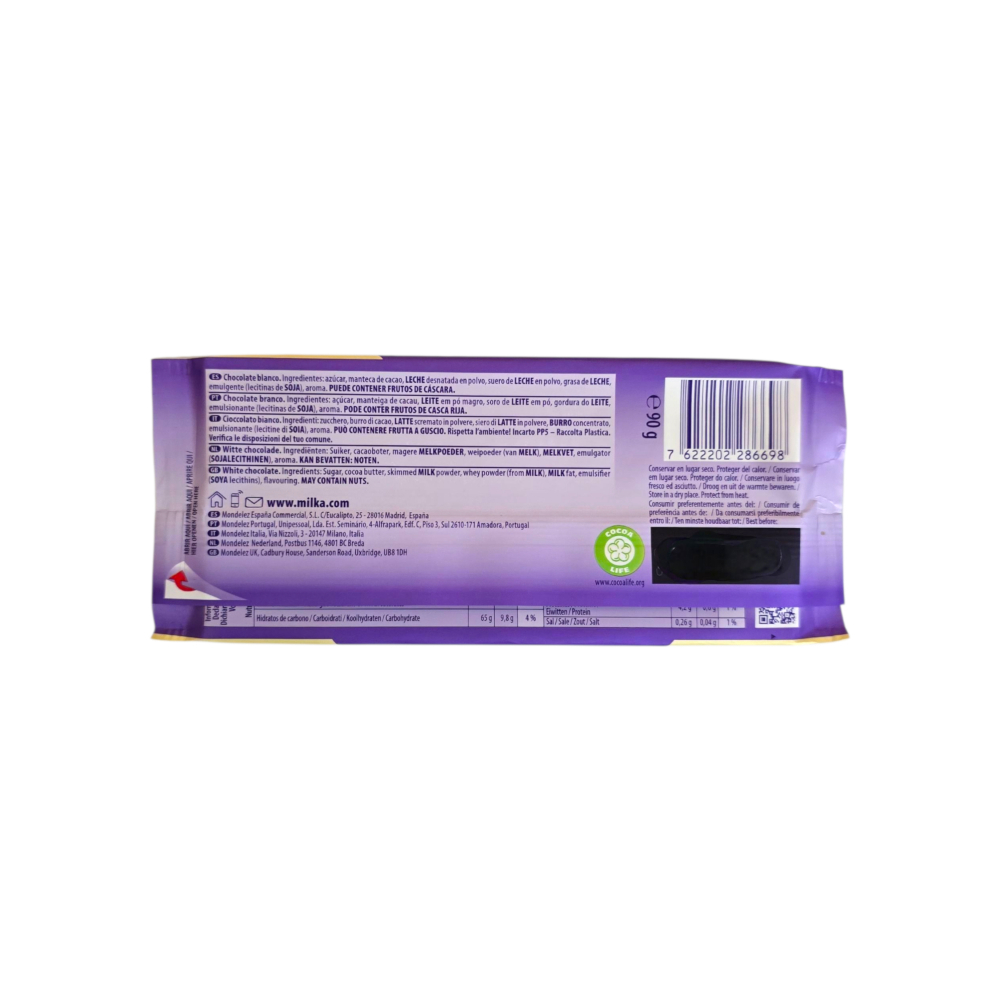 Tableta de chocolate blanco Milka (90 g / 3.17 oz) - Miniatura 2