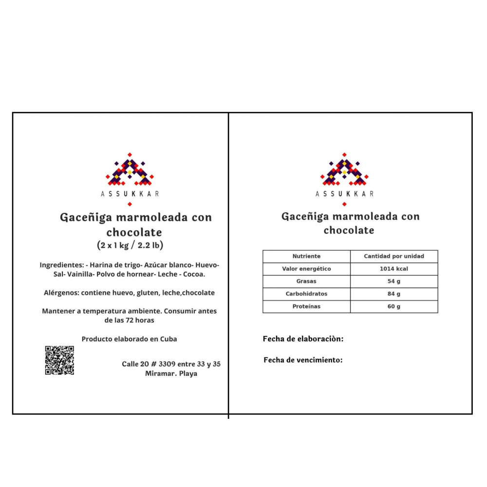 Gaceñiga marmolada grande con chocolate ( 2 x 1 kg / 2.2 lb) - Miniatura 3