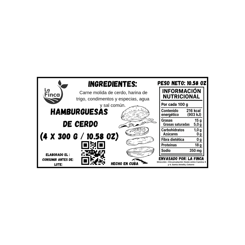 Hamburguesas de cerdo La Finca (4 x 300 g / 10.58 oz) - Miniatura 3