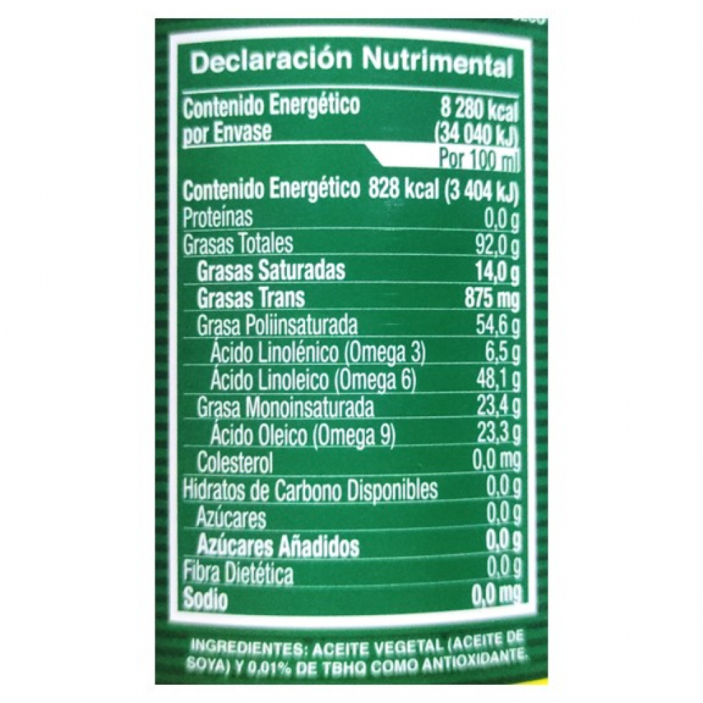 Aceite puro de soya Hysa (12 x 1L) - Miniatura 3