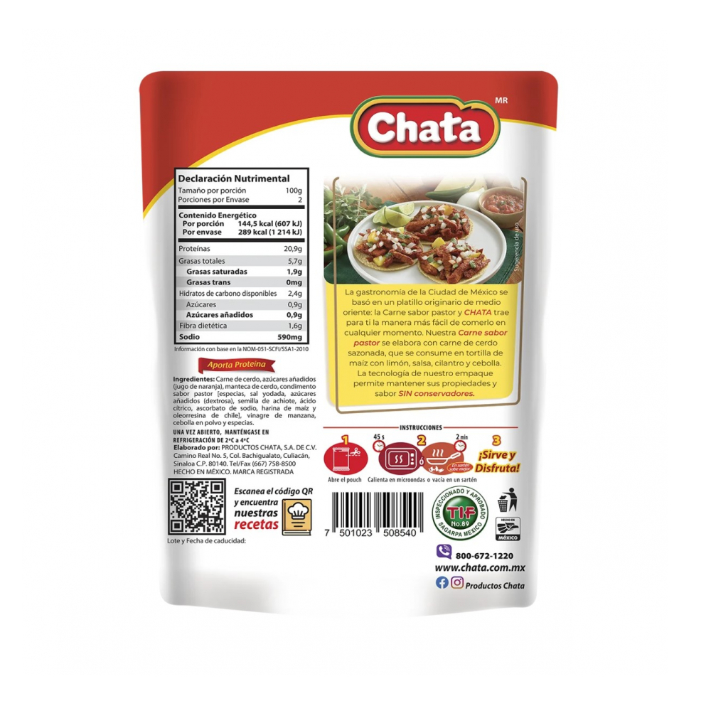 Carne de puerco sabor pastor Chata (200 g / 7.05 oz) - Miniatura 2