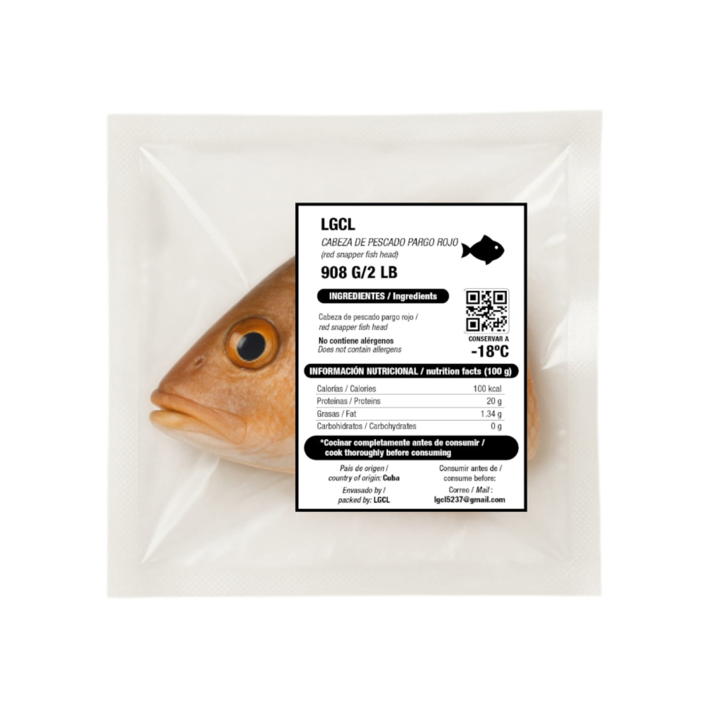 Cabeza de pescado pargo rojo LGCL (908 g / 2 lb) - Miniatura 2