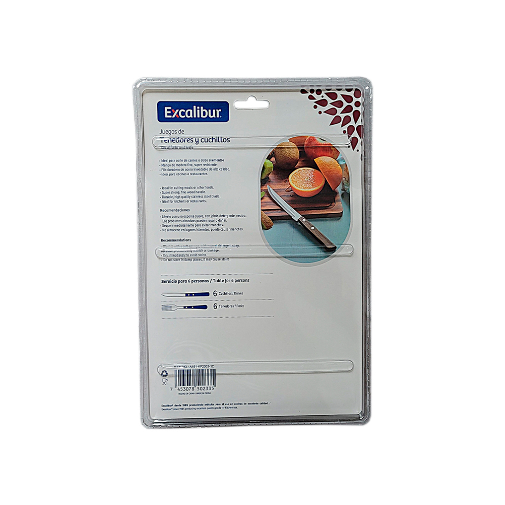 Juego de cubiertos de 12 piezas - tenedor y cuchillo - para 6 comensales Excalibur - Miniatura 3