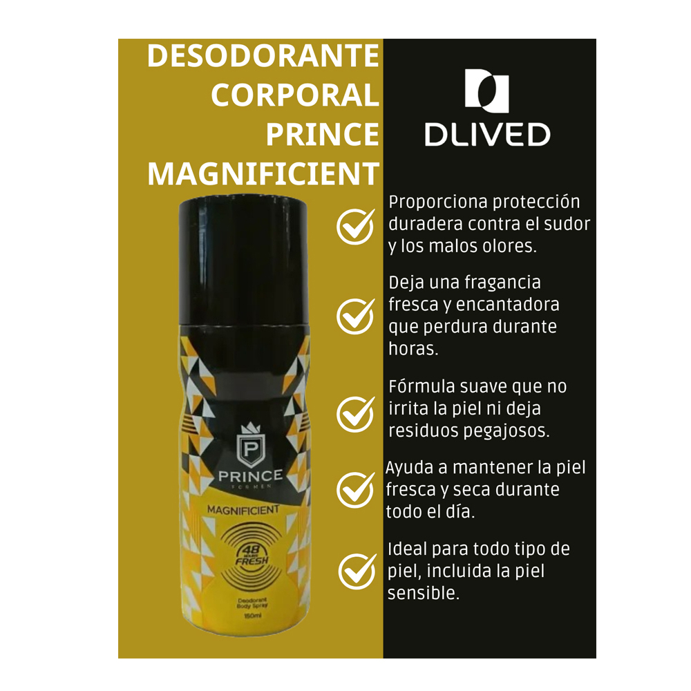 Desodorante pulverizador para hombre magnífico Prince (150 ml) - Miniatura 2
