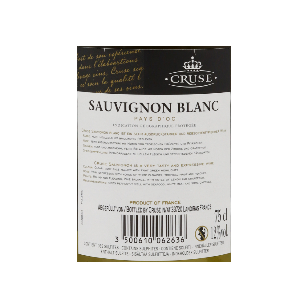 Vino blanco Sauvignon Blanc Cruse (750 ml) - Miniatura 3