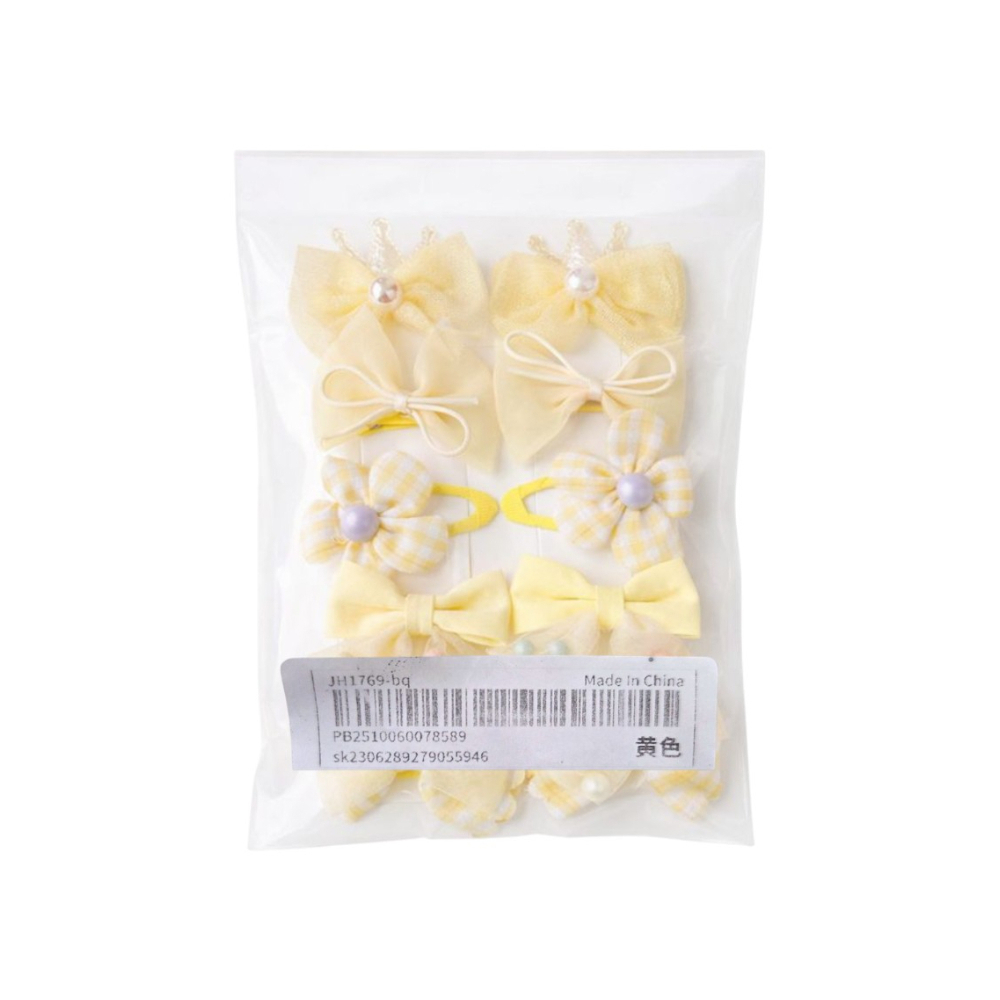 Set de Lazos amarillos con perlas y flores Shein (10 U) - Miniatura 2