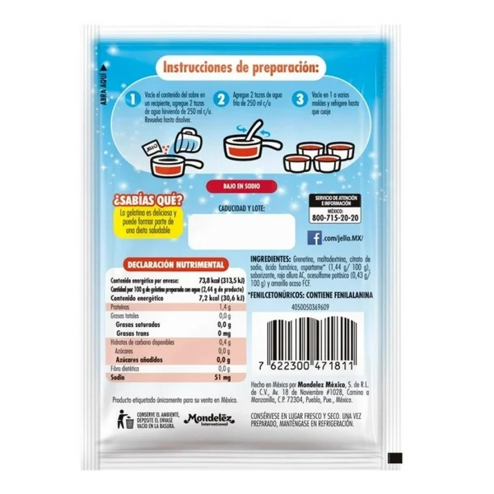 Gelatina sabor fresa cero azúcar Jell-O (25 g) - Miniatura 3