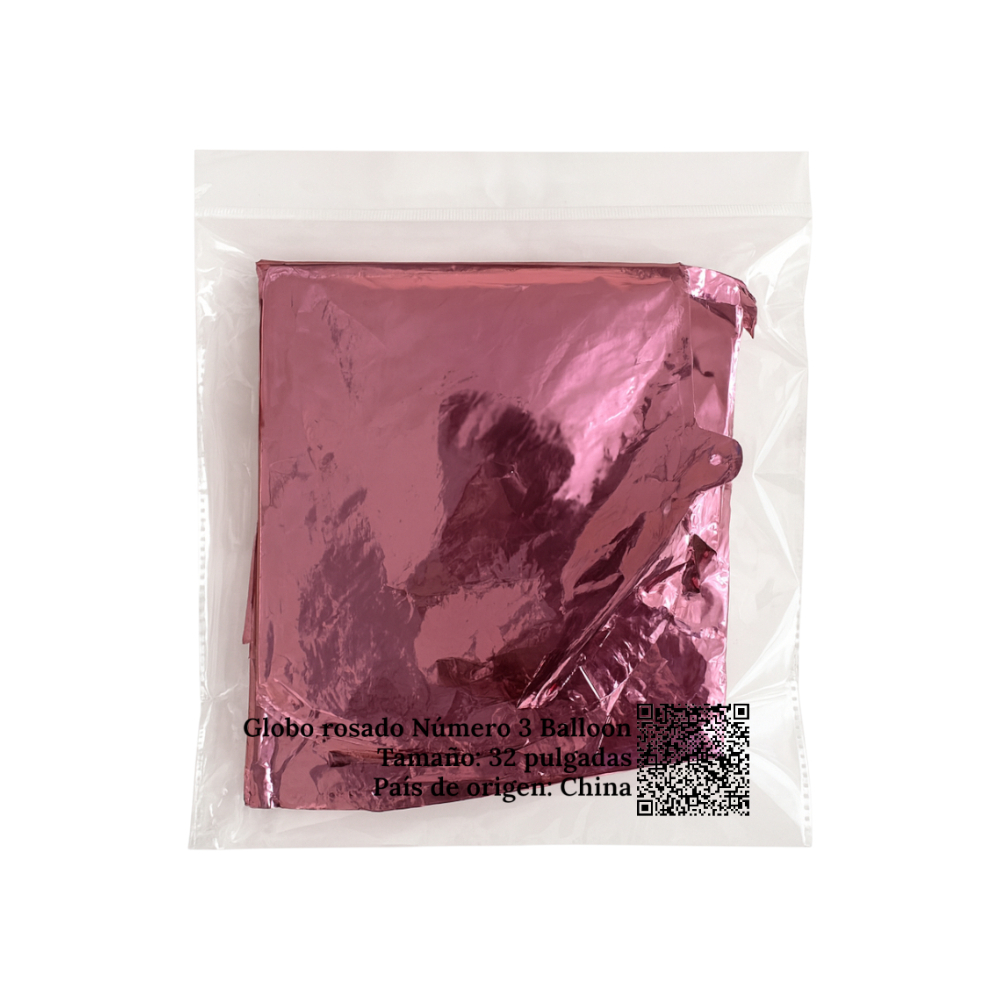 Globo rosado número 3 Balloon (32 pulgadas) - Miniatura 4