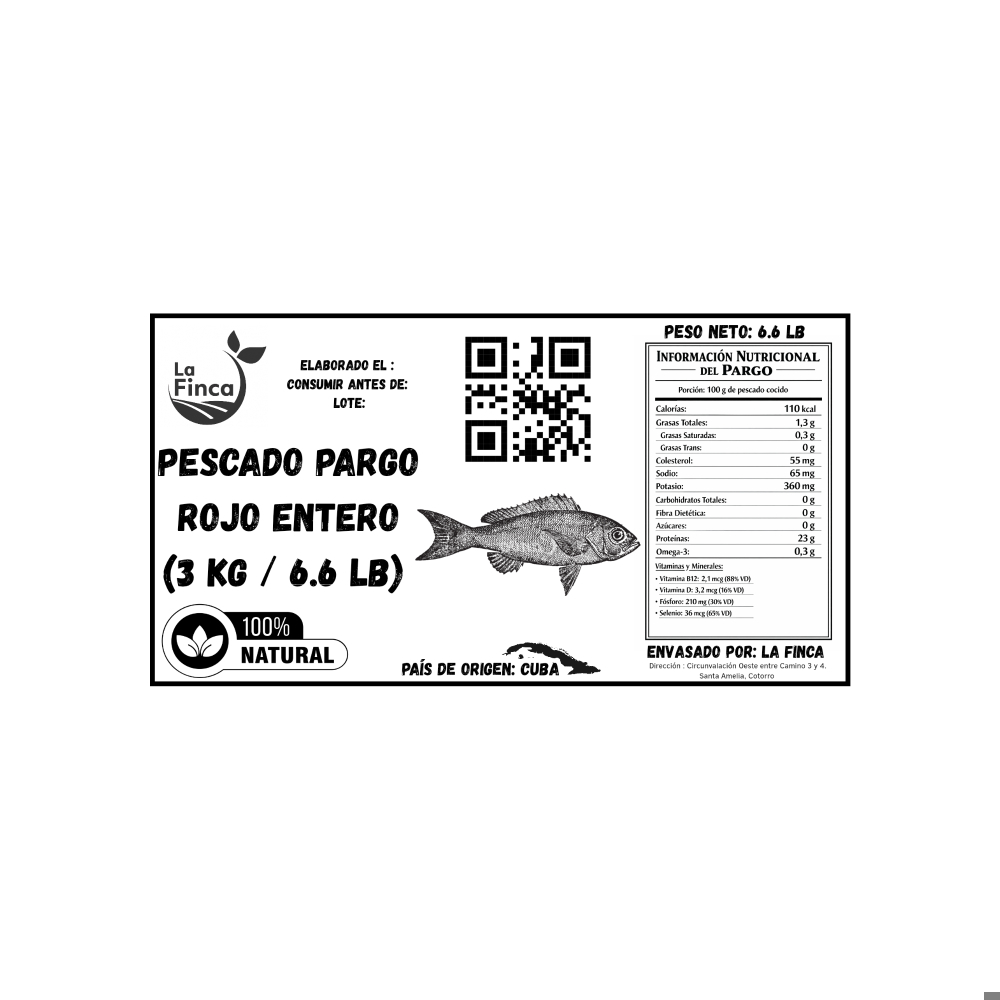 Pescado pargo rojo entero La Finca (3 kg / 6.6 lb) - Miniatura 4