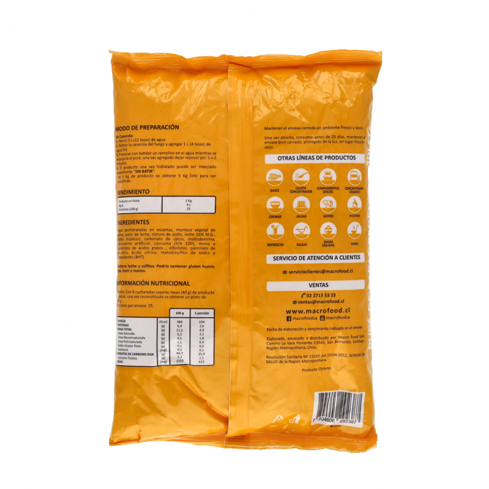 Puré de papa de receta completa Macro Food (1 kg / 2.2 lb) - Miniatura 2