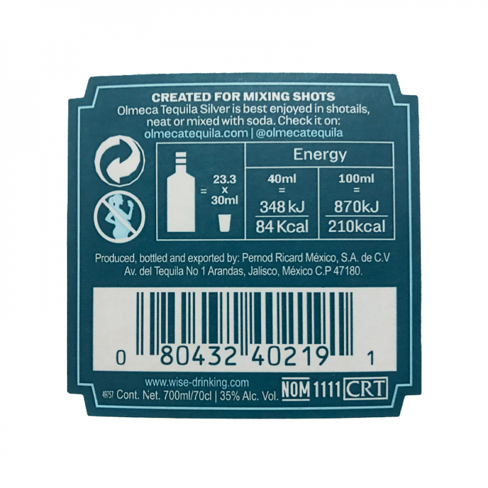 Tequila blanco 35 % vol Olmeca (700 ml) - Miniatura 2