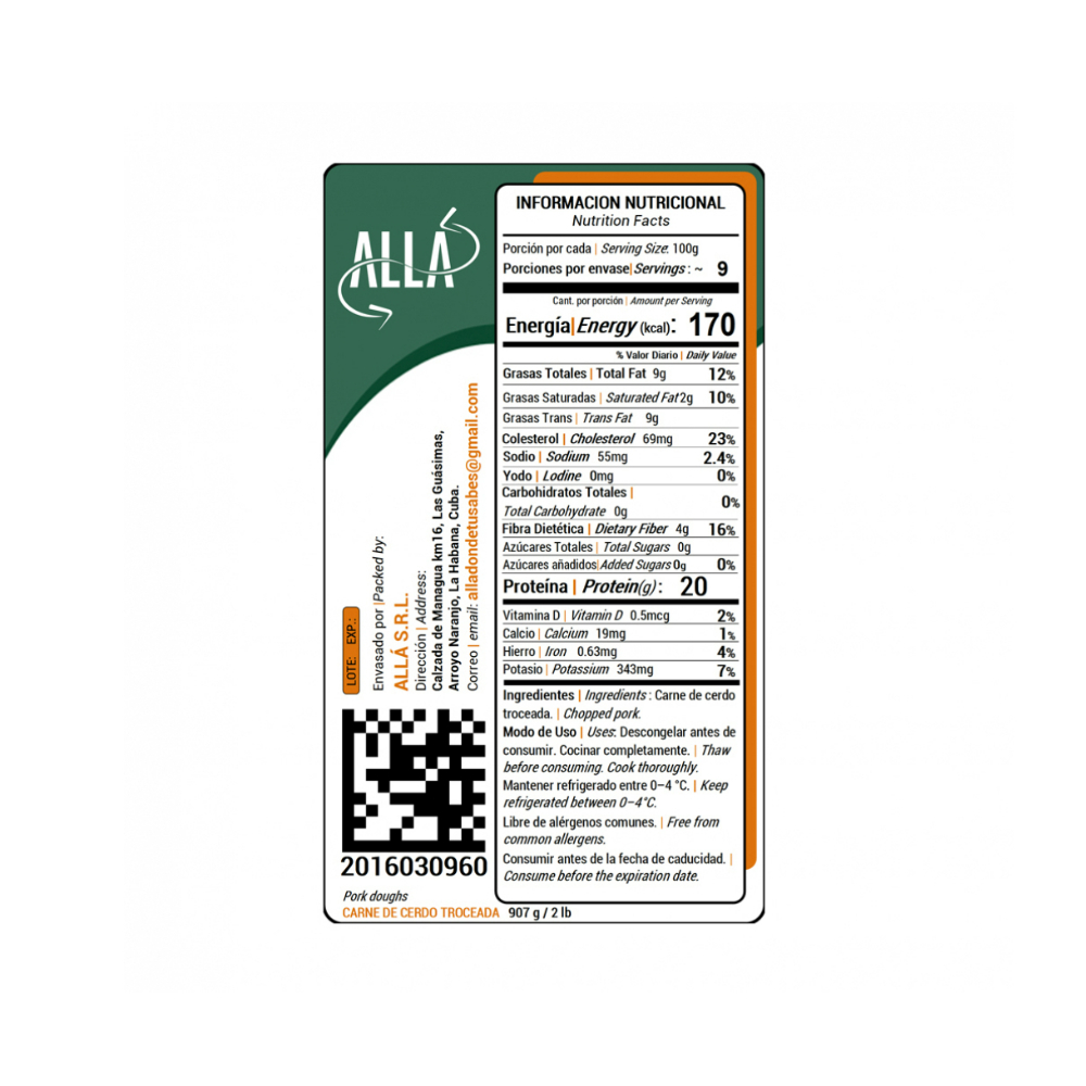 Carne de cerdo troceada ALLÁ (907 g / 2 lb) - Miniatura 2