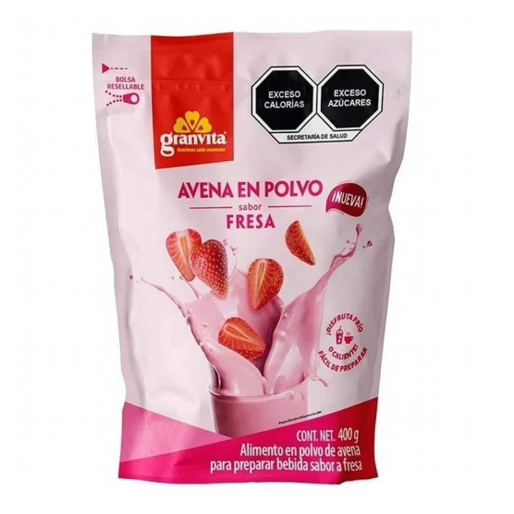 Avena en polvo sabor fresa Granvita (400 g / 14.1 oz) - Miniatura 4