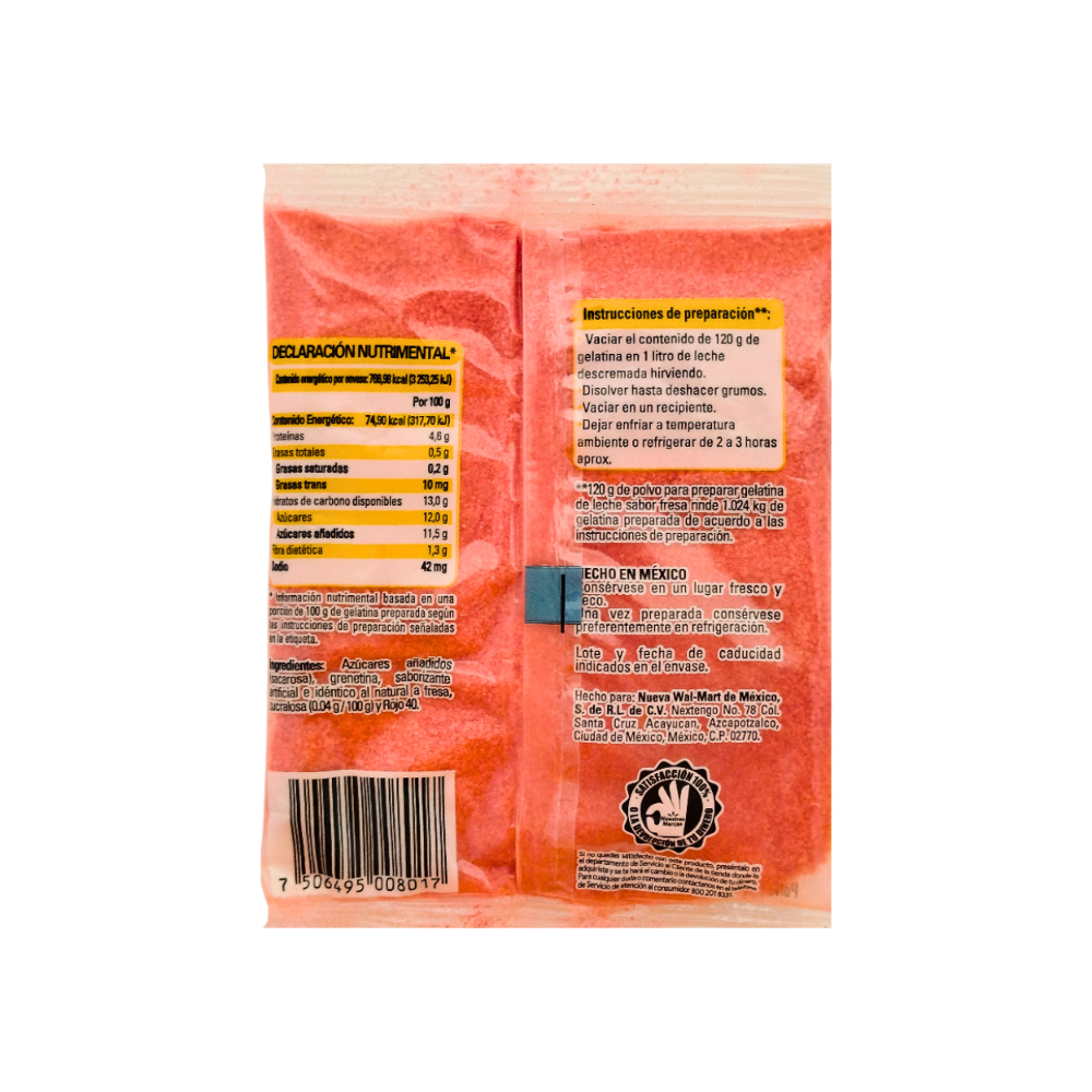 Polvo para preparar gelatina de leche sabor fresa Aurrera (120 g / 4.2 oz) - Miniatura 2