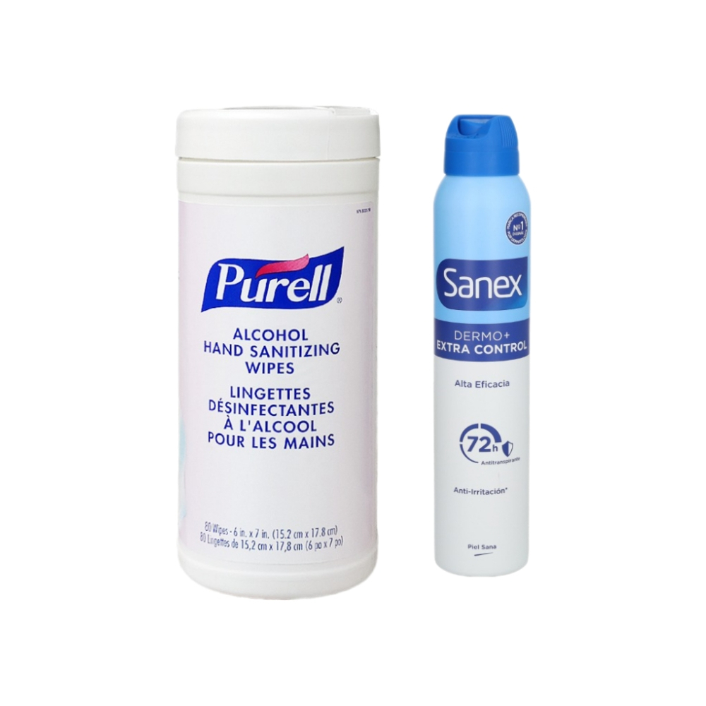 Toallitas desinfectantes de manos con alcohol + Desodorante en spray dermo + control extra - Imagen 1
