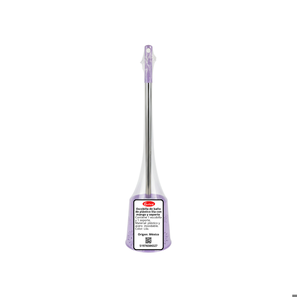 Escobilla de baño de plástico lila con mango y soporte Gutza - Miniatura 4