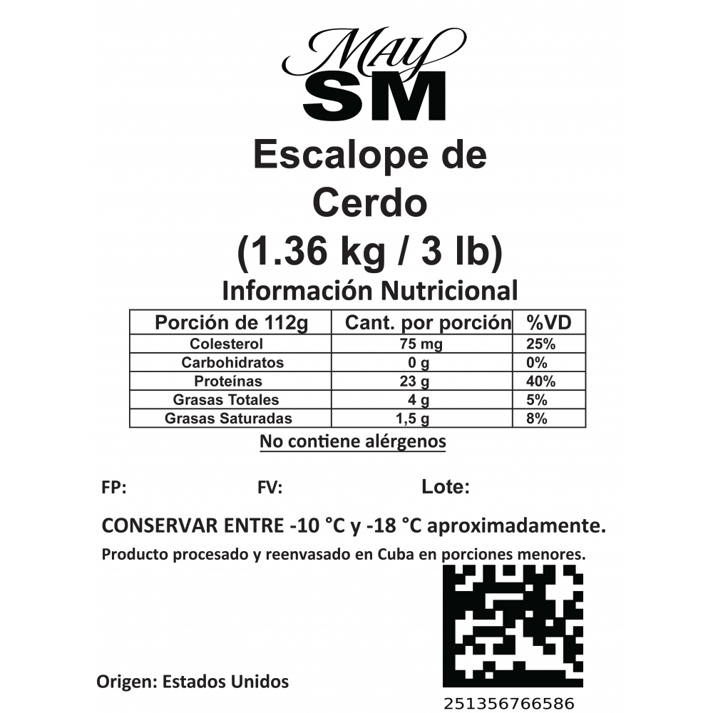 Escalope de cerdo May SM (1.36 kg / 3 lb) - Miniatura 3