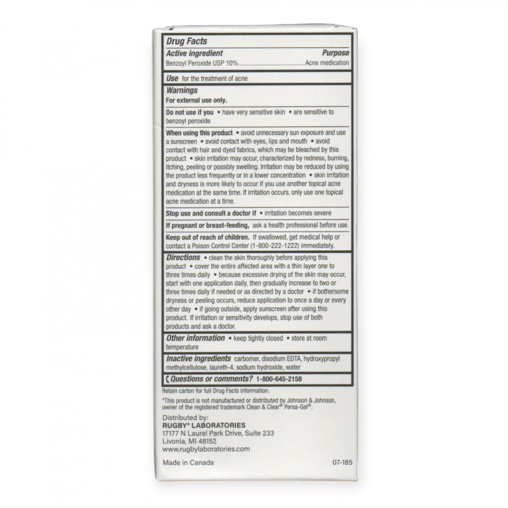 Medicación para la acné. Gel de peróxido de benzoilo 10 % Rugby (60 g / 2.1 oz) - Miniatura 2