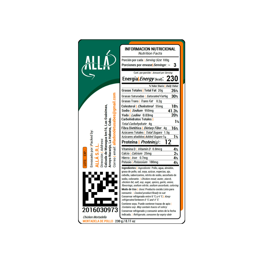 Mortadela de pollo ALLÁ (230 g / 8.11 oz) - Miniatura 2