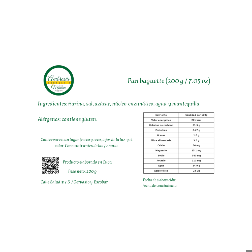 Pan baguette Mimosa (200 g / 7.05 oz) - Miniatura 3