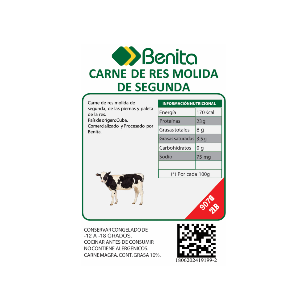 Carne de res molida de segunda Benita (907 g / 2 lb) - Miniatura 4