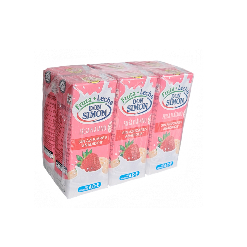 Bebida refrescante mixta de zumo de fruta + leche de sabor fresa plátano Don Simon (6 x 200 ml) - Miniatura 2