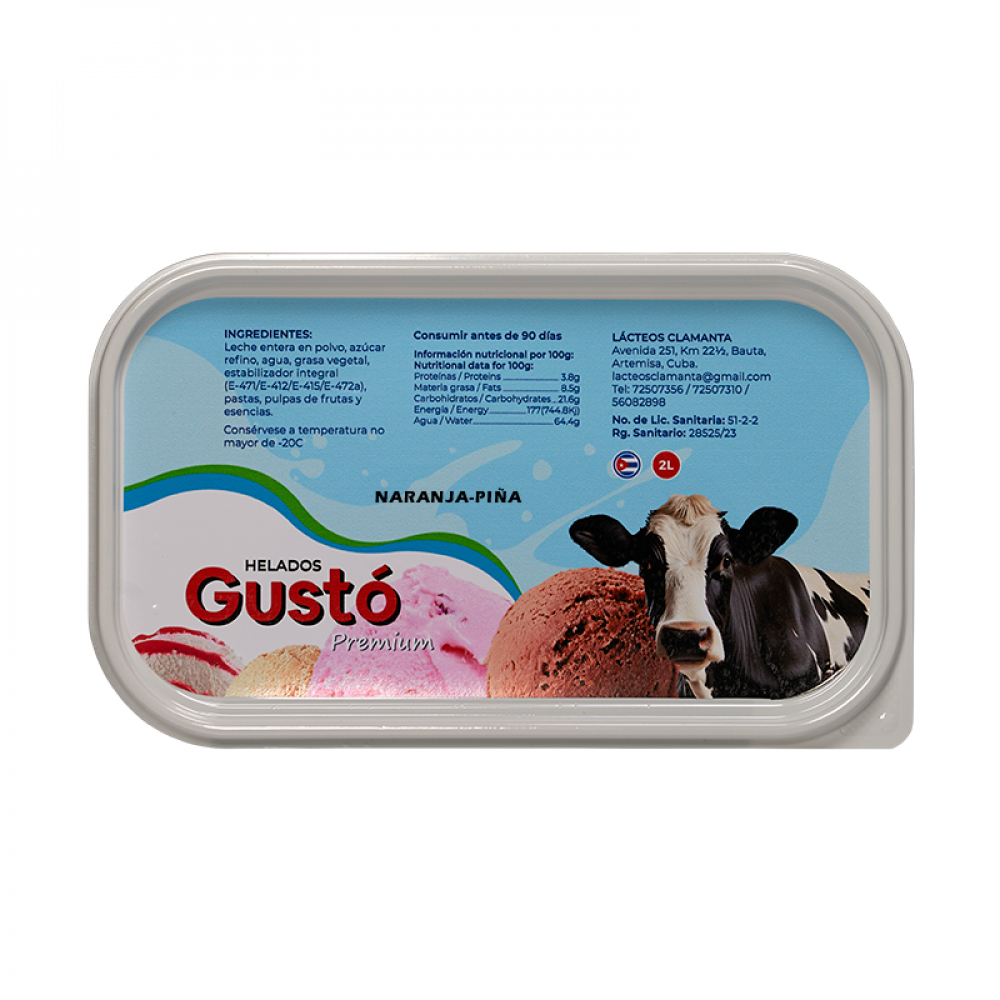 Helado Premium de naranja piña Gustó (2 L) - Miniatura 3