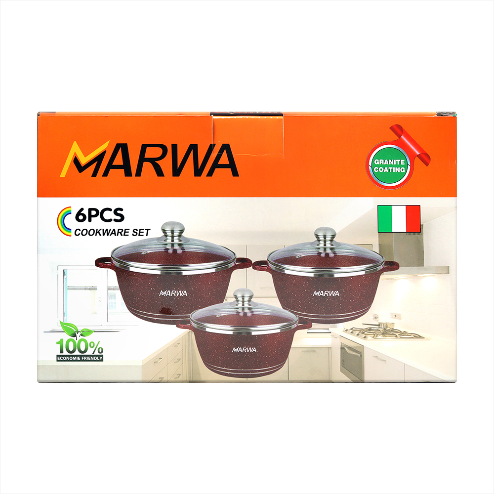 Juego de 3 cazuelas antiadherentes con tapa color negro Marwa - Miniatura 2