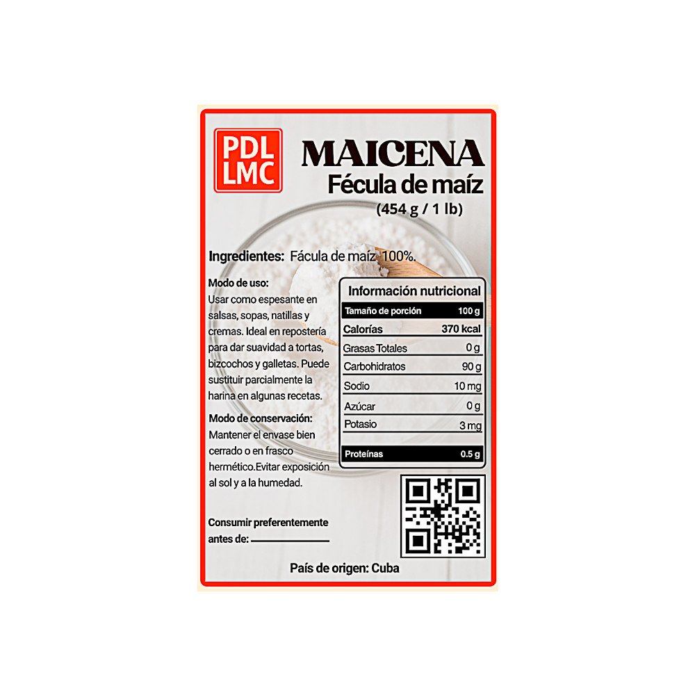 Maicena – Fécula de maíz PDL LMC (454 g / 1 lb) - Miniatura 3