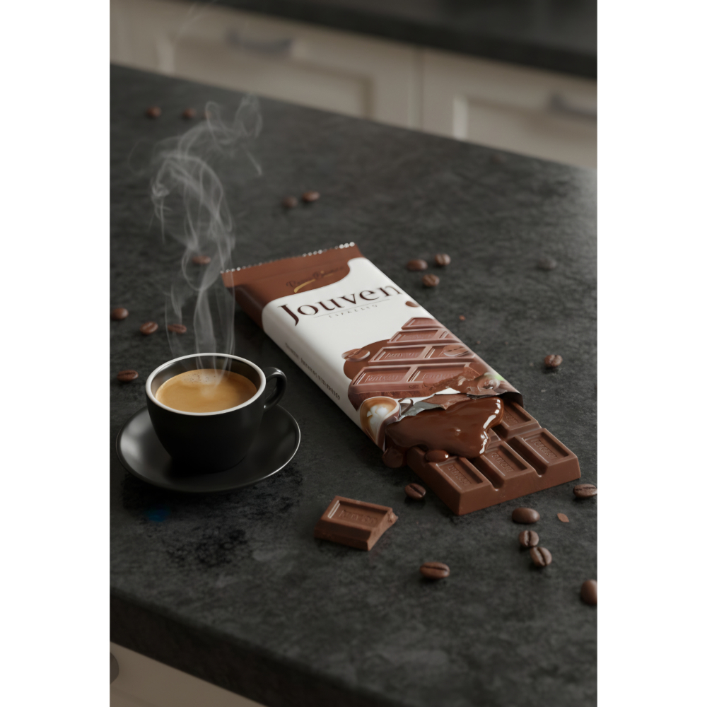 Tableta de chocolate rellena de crema de café Jouven Rosso Bianco (50 g / 1.76 oz) - Miniatura 4