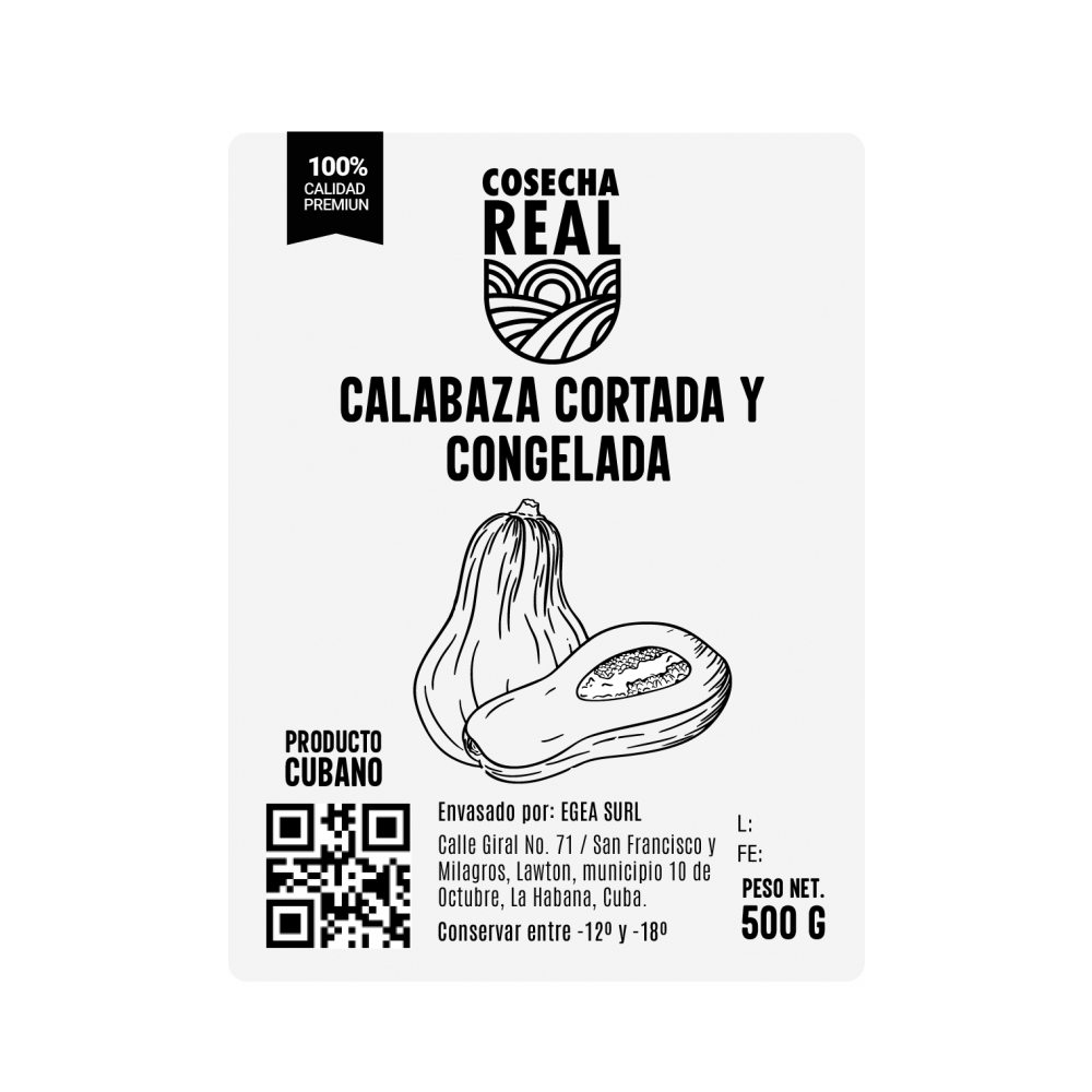 Calabaza cortada y congelada Cosecha Real (500 g / 1.1 lb) - Miniatura 3