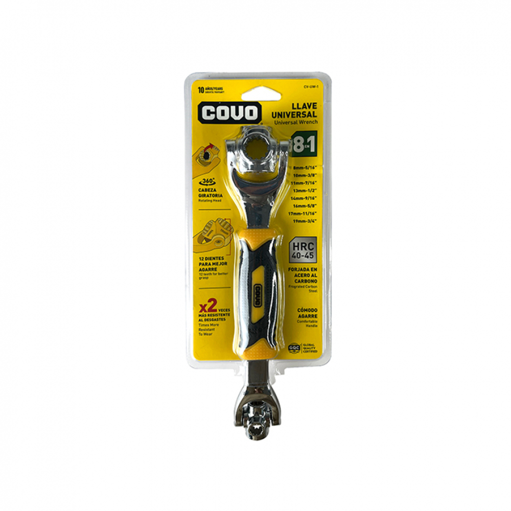 Llave inglesa universal profesional 8 en 1 giratoria de 360º Covo - Miniatura 3
