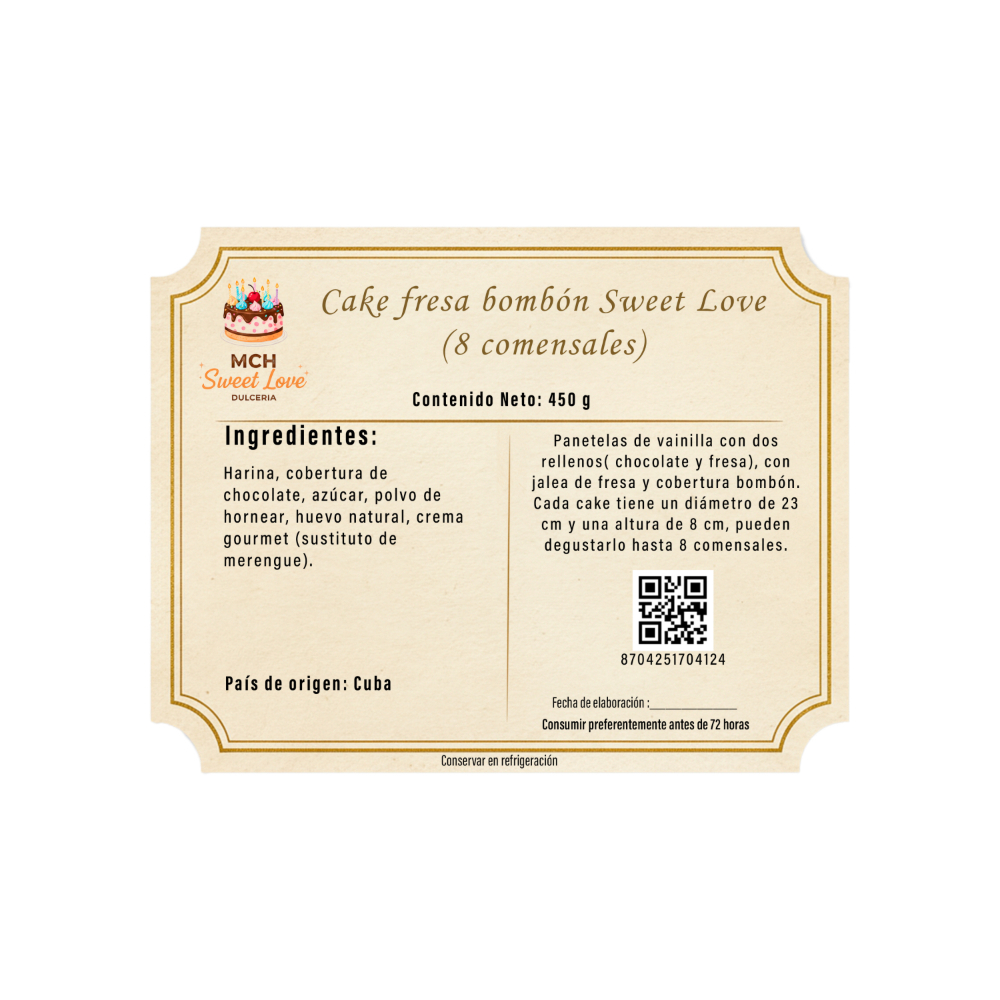 Cake fresa bombón Sweet Love MCH Panadería (8 comensales) - Miniatura 3