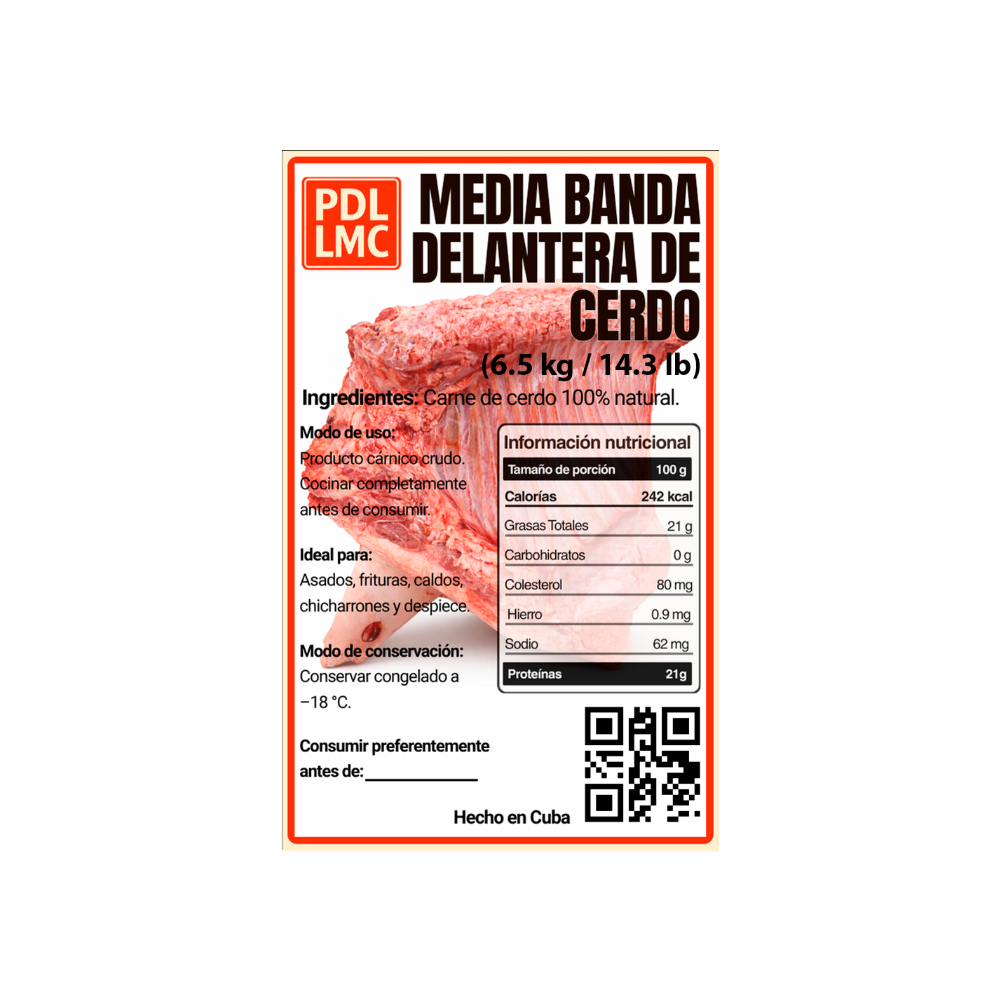 Media banda delantera de cerdo PDL LMC (6.5 kg / 14.3 lb) - Miniatura 4