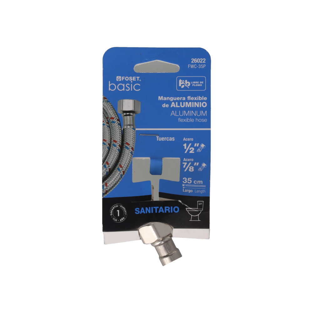 Latiguillo de 7/8 x 1/2 pulgada - manguera flexible de aluminio Foset - Miniatura 2