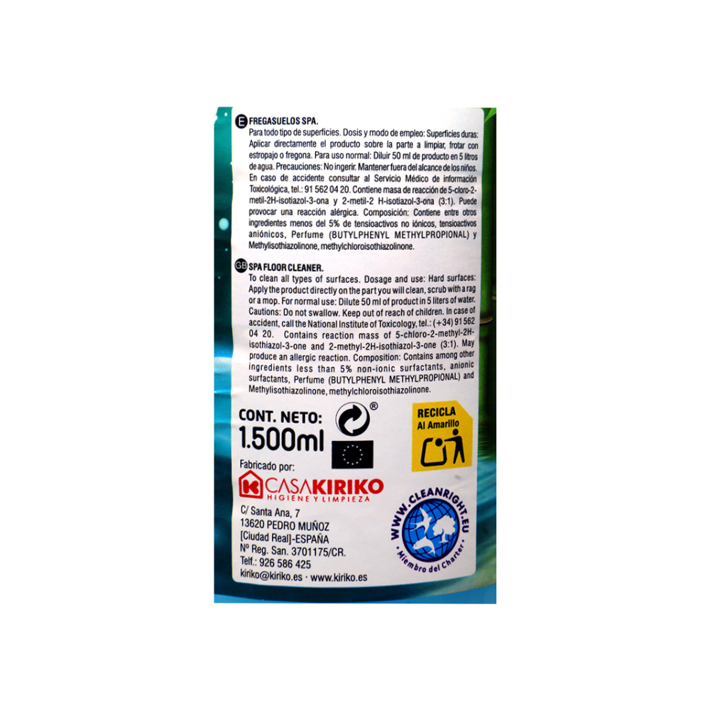 Detergente fregasuelos spa Kiriko (1.5 L) - Miniatura 3
