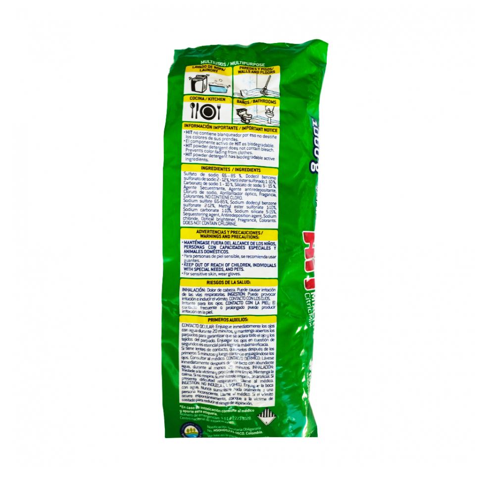 Detergente en polvo con aroma mixto de cítricos Hit (1 kg / 2.2 lb) - Miniatura 2
