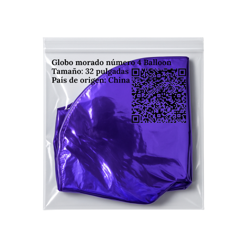 Globo morado número 4 de 32 pulgadas Balloon - Miniatura 4