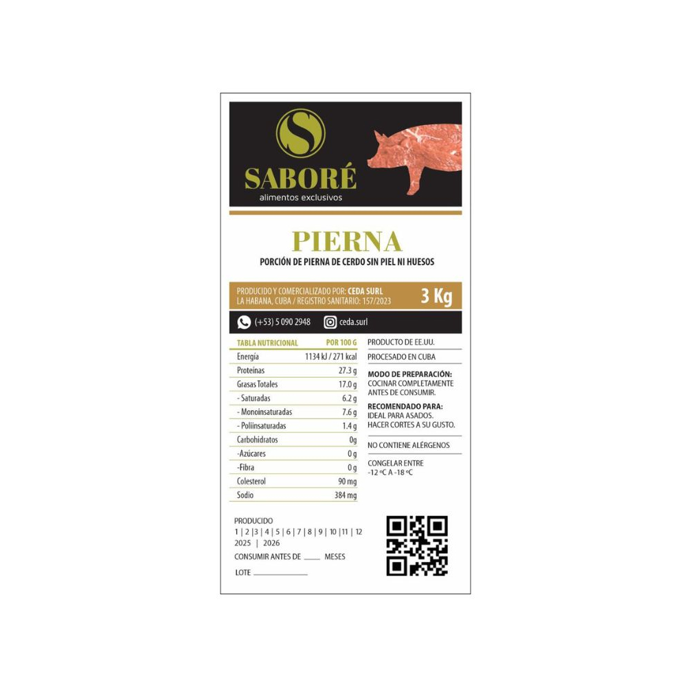 Pierna de cerdo deshuesada Saboré (3 kg / 6.60 lb) - Miniatura 3