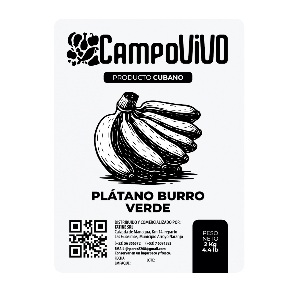 Plátano burro verde Campo Vivo (2 kg / 4.4 lb) - Miniatura 3