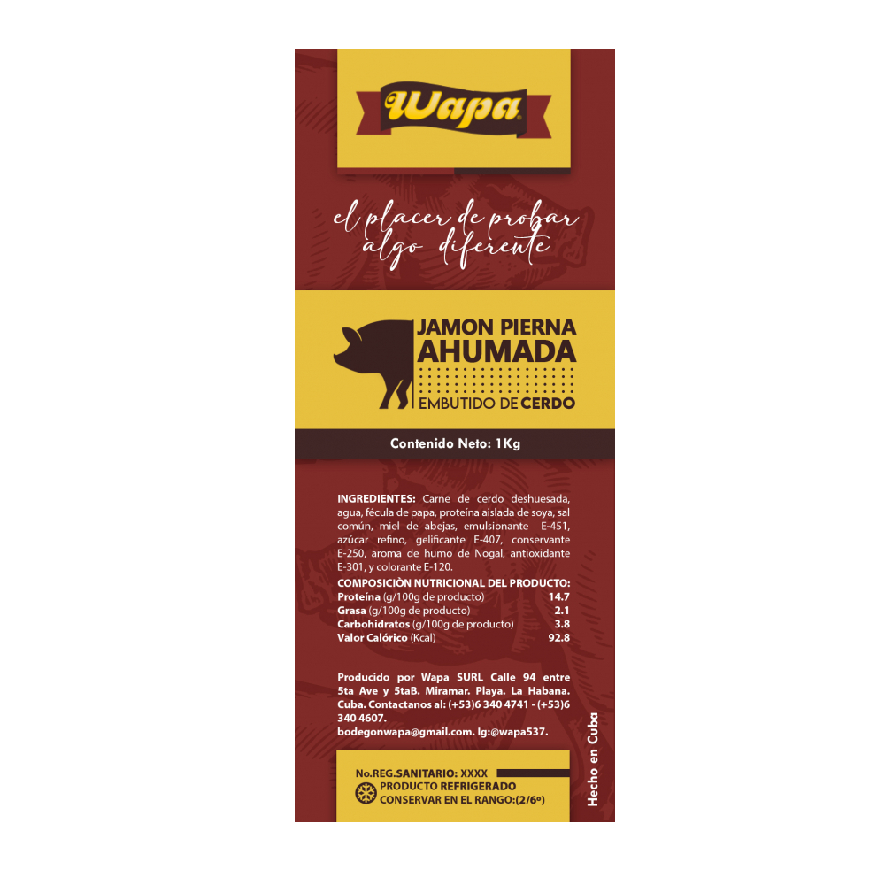 Jamón pierna lasqueado y ahumado Wapa (1 kg / 2.2 lb) - Miniatura 2