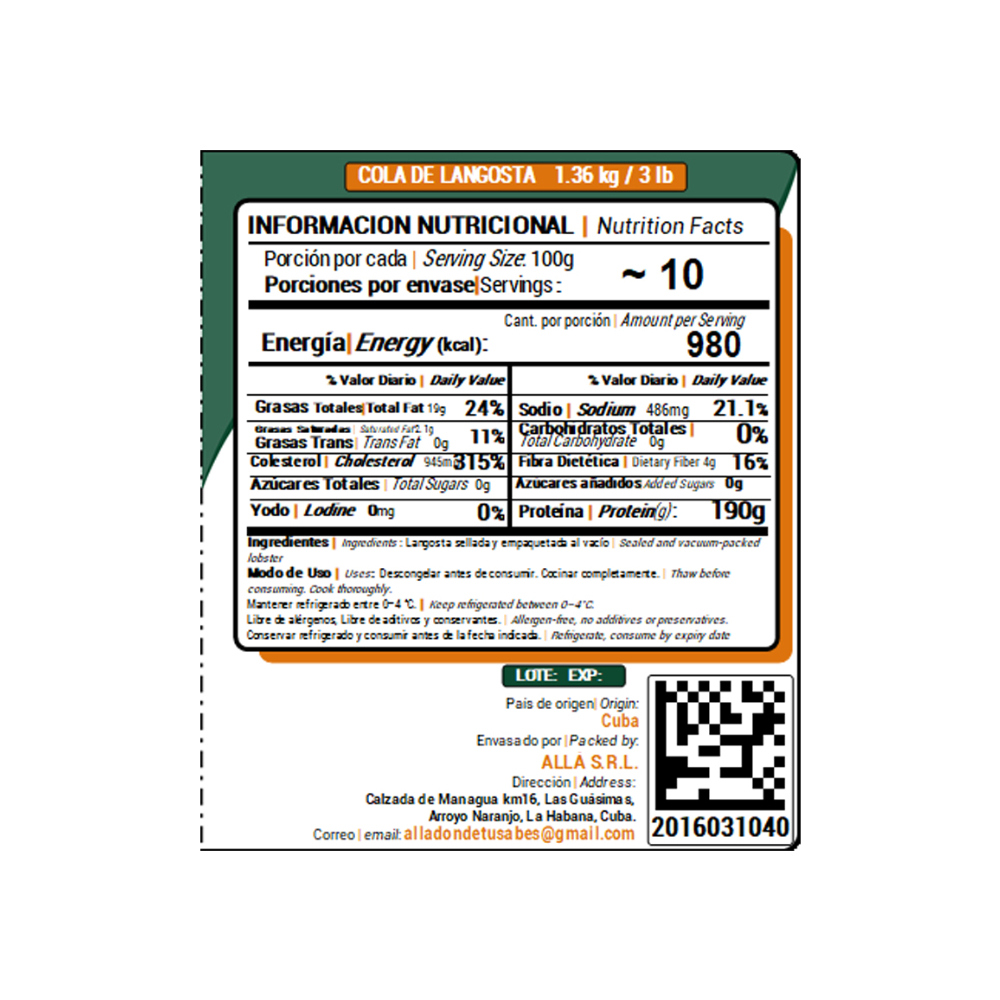 Cola de langosta ALLÁ (1.36 kg / 3 lb) - Miniatura 4