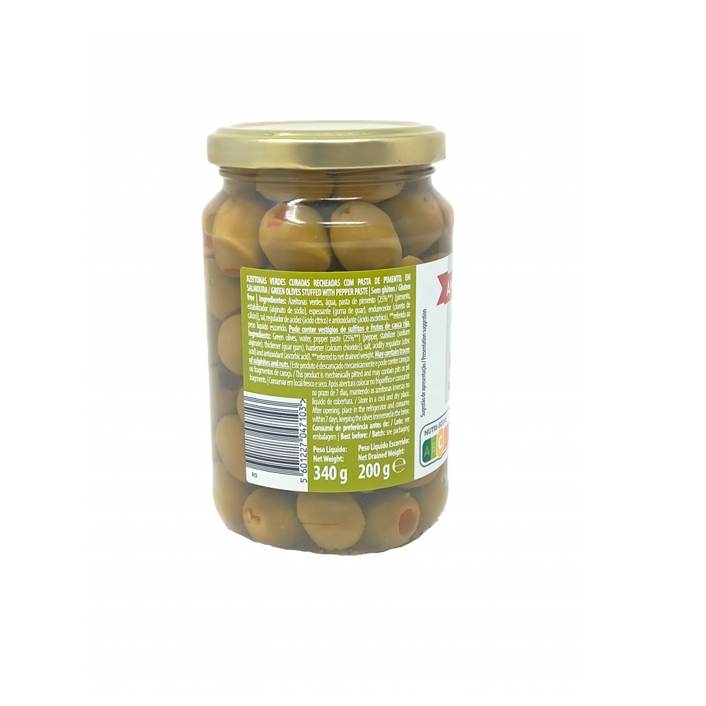 Aceitunas verdes rellenas con pasta de pimientos en salmuera Amanhecer (340 g / 11.9 oz) - Miniatura 2