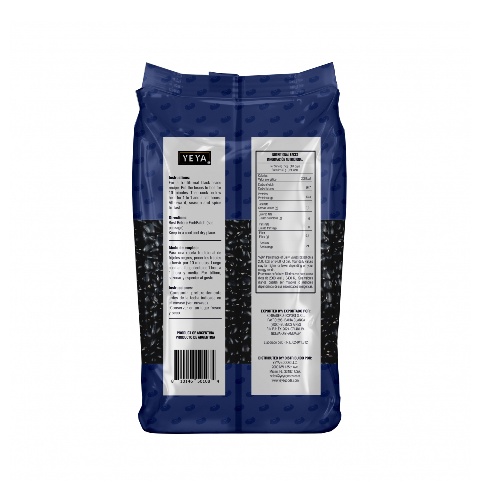 Frijoles negros YEYA (1 kg / 2.2 lb) - Miniatura 3