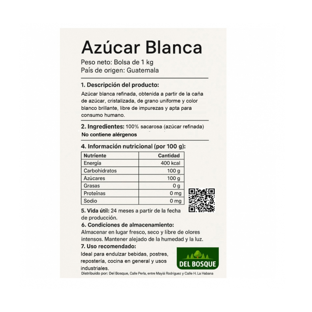 Azúcar blanca Del Bosque (1 kg / 2.2 lb) - Miniatura 3