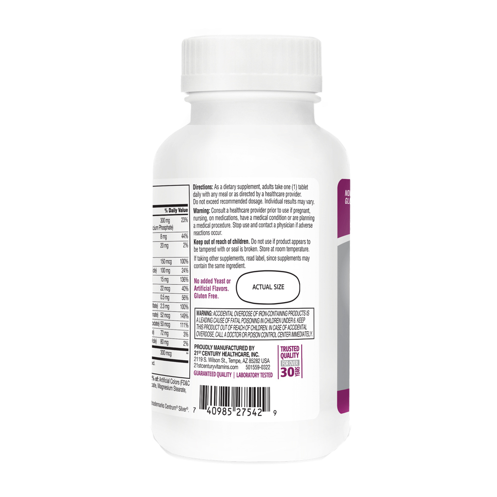 Suplemento multivitamínico y minerales para mujeres mayores de 50 años 21st Century (100 tabletas) - Miniatura 2