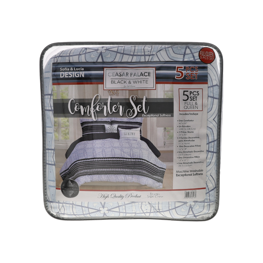 Set de edredón con diseño azul ornamental Ceasar Palace (5 piezas) - Imagen 1