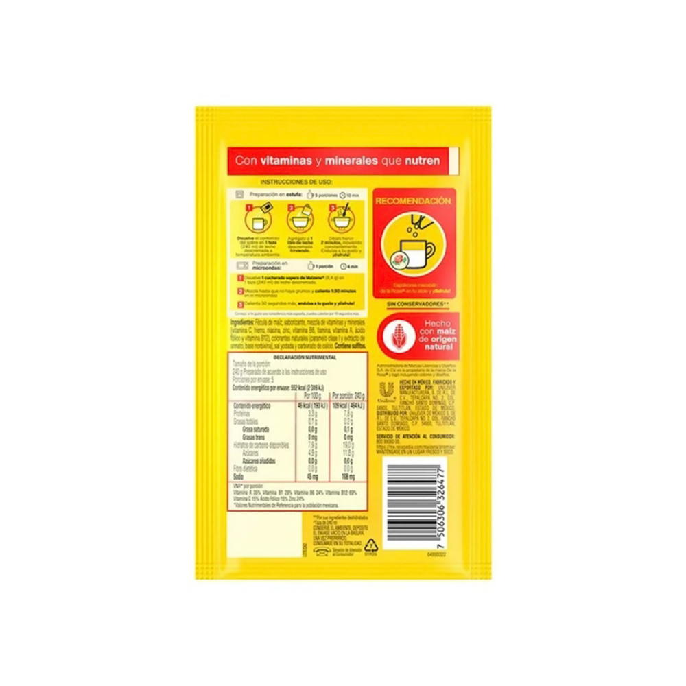 Fécula de maiz para preparar atole fortificado sabor mazapán Maizena (47 g / 1.65 oz) - Miniatura 3